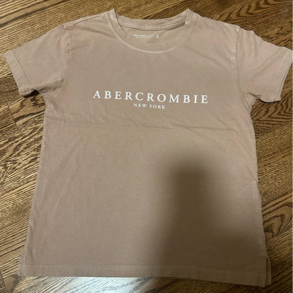 Abercrombie & Fitch Beige Logo Graphic Tee Soft Collection Slim Fit Size XS - Picture 2 of 3
